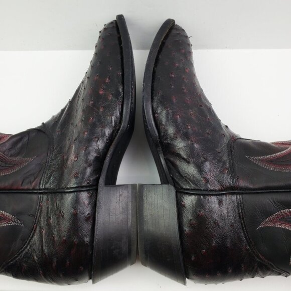Nocona Boots Black Cherry Full Quill Ostrich Cowboy Barely Worn in Box Men 9.5 D - Picture 12 of 15